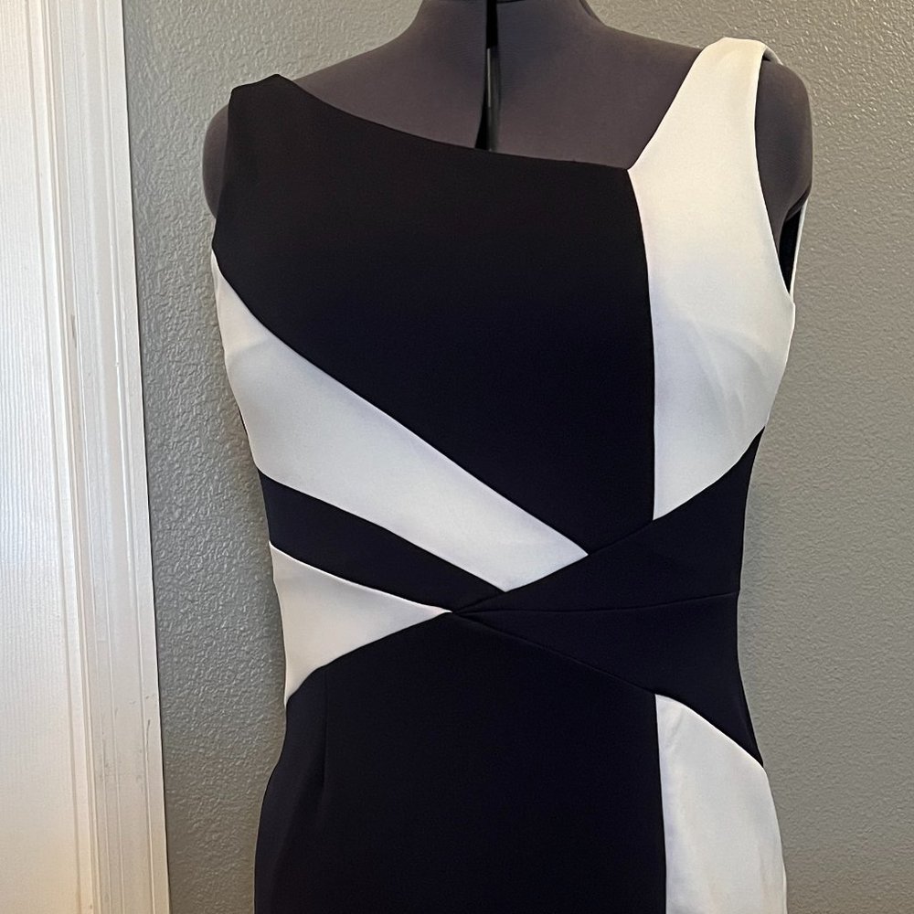 Dress Barn color blocked blue and white dress size 10